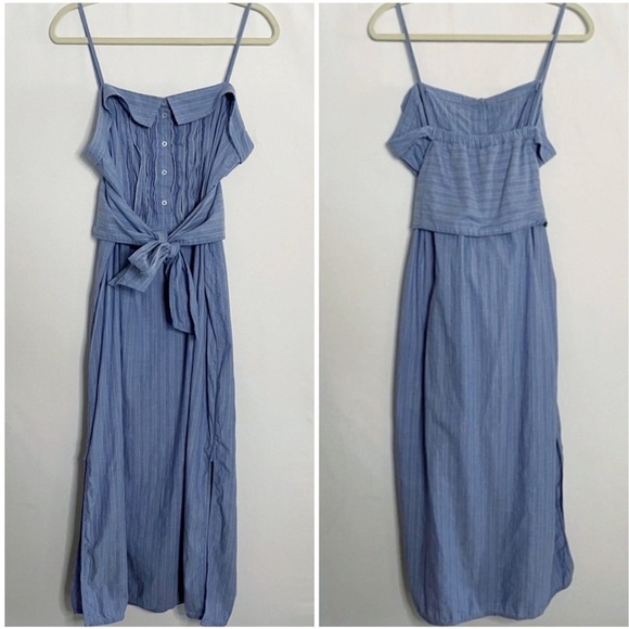 Club Monaco Striped Tie Front Midi Dress Boho Beachy - Picture 1 of 14